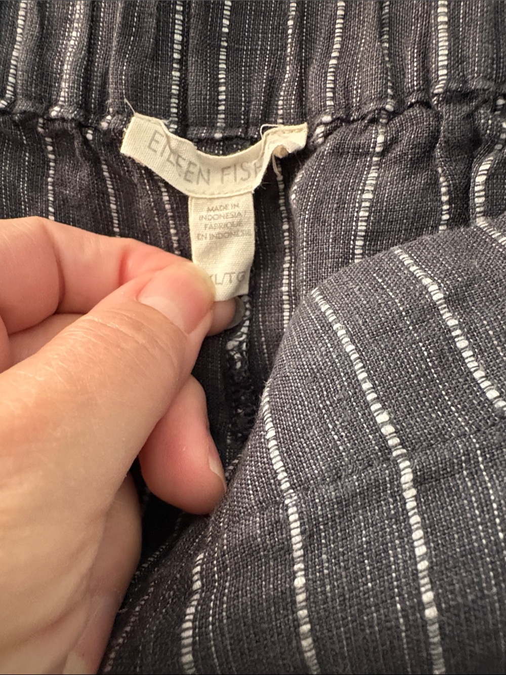 Eileen Fisher Black with White Stripe Cropped Pants